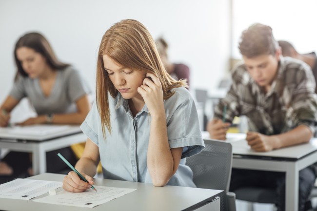 students taking a test